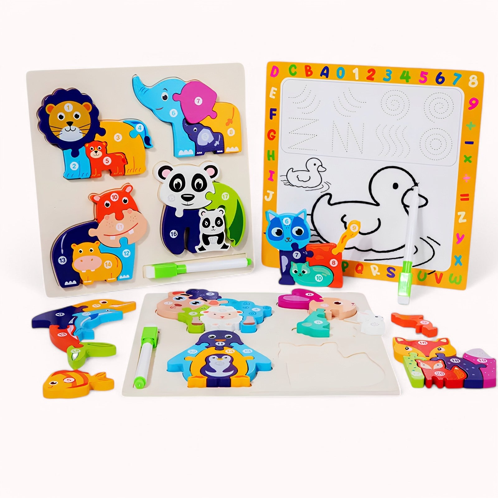 Kezsegfejleszto_4db_baba_mama_fa_kirako_3D_maria_montessori_allatok_jarmuvek_fejleszto_puzzle_interaktiv_jatekok_3_eves_gyerekeknek